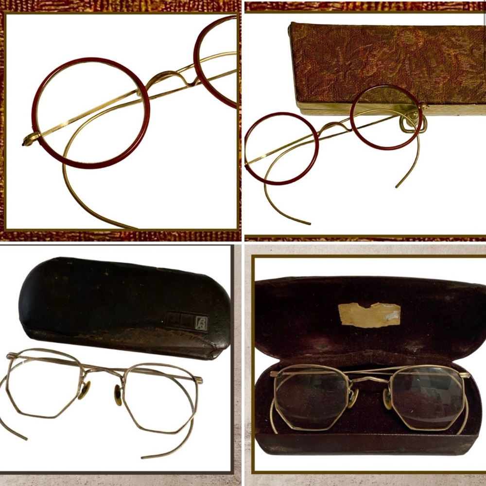 2 Pair Antique/Vintage Eye Glasses w/Cases